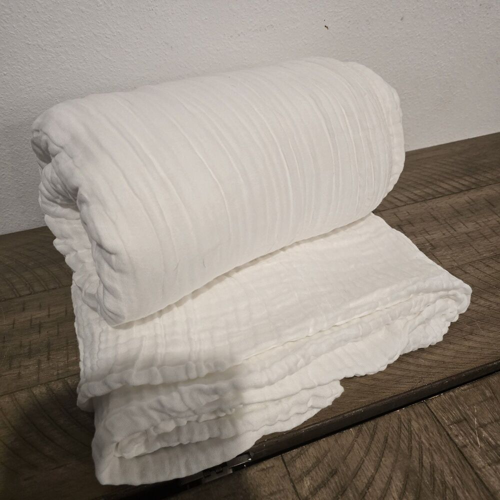 Yoofoss 90x108 King Muslin Blanket 100% Cotton 6 Layer Gauze White New